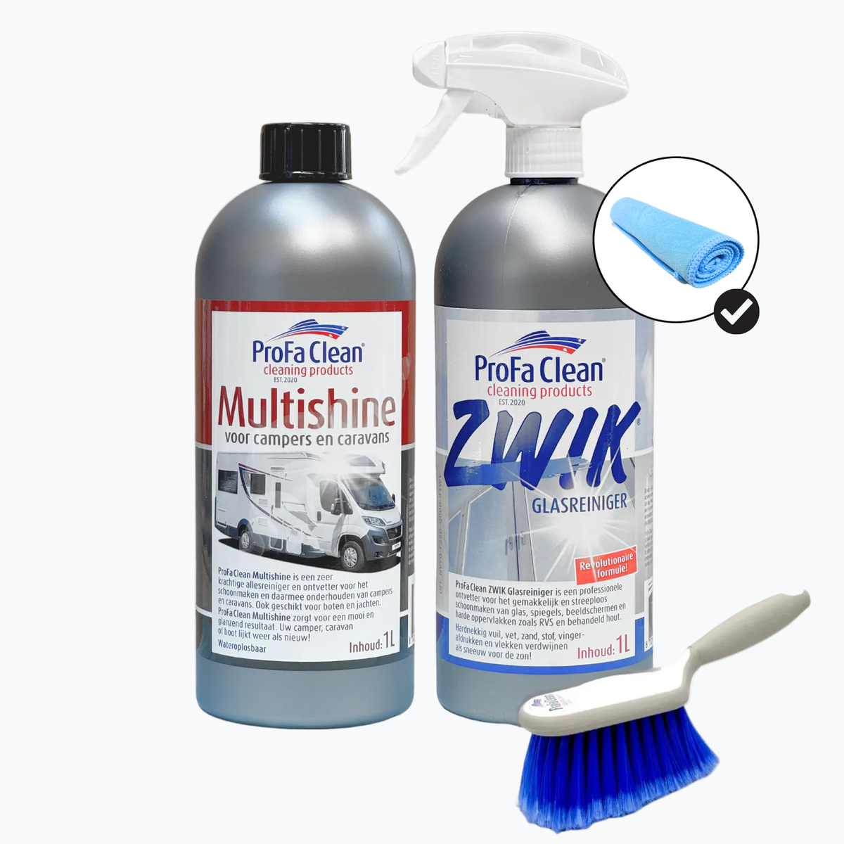 Multishine & Zwik Glasreiniger Duo + Handbürste Deluxe